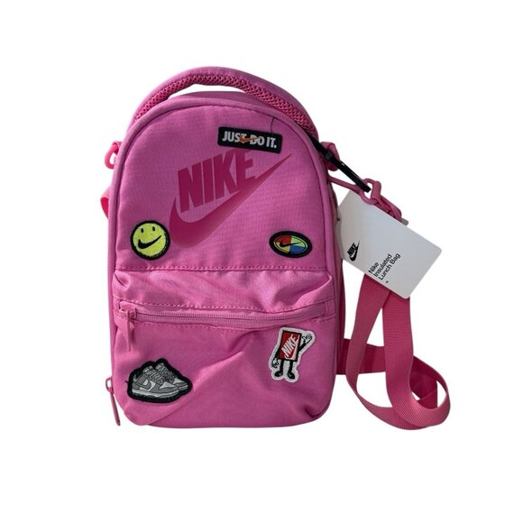 Nike Handbags - Nike Kids Patch Pink Insulated Sporty Lunch Bag Tote Hanging Strap Crossbody NWT